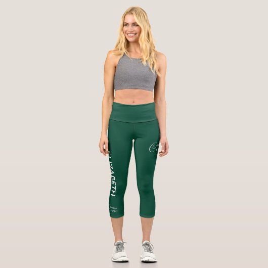 Personalized Pilates Crew Reformer / Mat Green Capri Leggings (Vorderseite)