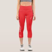 Personalized Pilates Crew Reformer / Mat Red Capri Leggings (Vorderseite)
