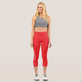 Personalized Pilates Crew Reformer / Mat Red Capri Leggings (Vorderseite)