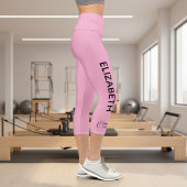Personalized Pilates Crew Reformer Or Mat Pink Capri Leggings