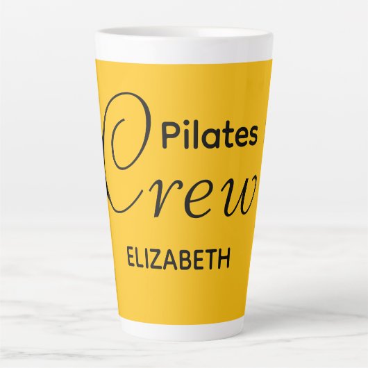 Personalized Pilates Crew Reformer Or Mat Yellow Milchtasse (Vorderseite)