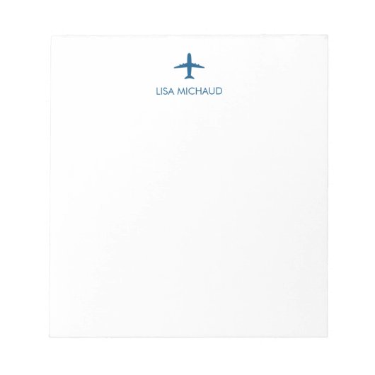 Personalized Pilot Modern Airplane Notizblock (Vorderseite)