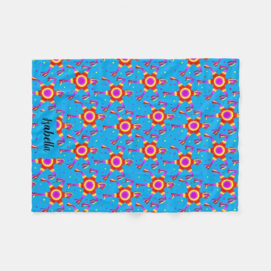 Personalized Piñata Blue Las Posadas Custom Fleecedecke (Vorderseite (Horizontal))