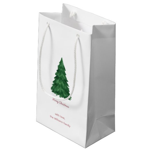 Personalized Pine Tree Merry Christmas Gift Bag Kleine Geschenktüte (Rückseite Schrägansicht)
