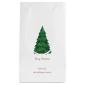 Personalized Pine Tree Merry Christmas Gift Bag Kleine Geschenktüte (Vorderseite)