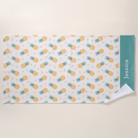 Personalized Pineapple Beach – Tropical Strandtuch (Vorderseite)