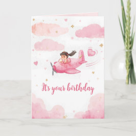 Personalized Pink Airplane Birthday Card Karte