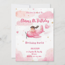 Personalized Pink Airplane Girl Birthday Invitatio Einladung