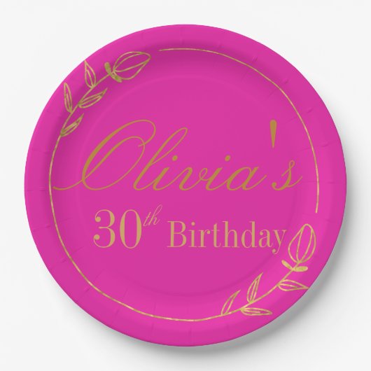 Personalized Pink and Gold Pappteller (Vorderseite)