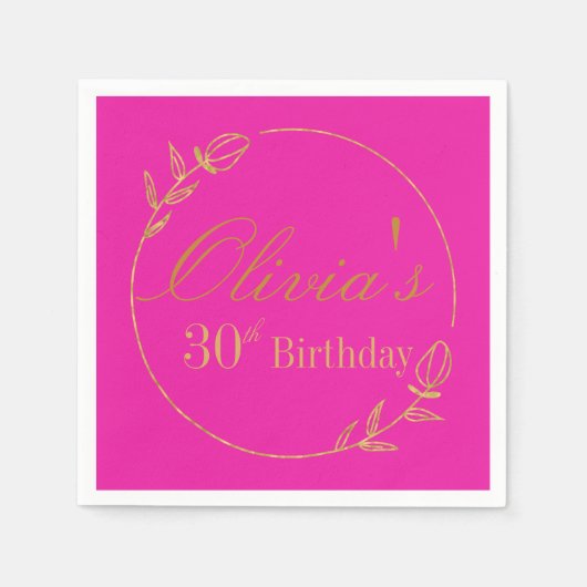 Personalized Pink and Gold Serviette (Vorderseite)