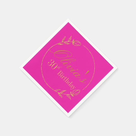 Personalized Pink and Gold Serviette (Ecke)