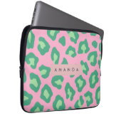 Personalized Pink and Green Leopard Print Laptopschutzhülle (Vorne Rechts)
