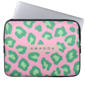 Personalized Pink and Green Leopard Print Laptopschutzhülle (Vorderseite)