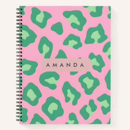 Personalized Pink and Green Leopard Print Notizblock (Vorderseite)