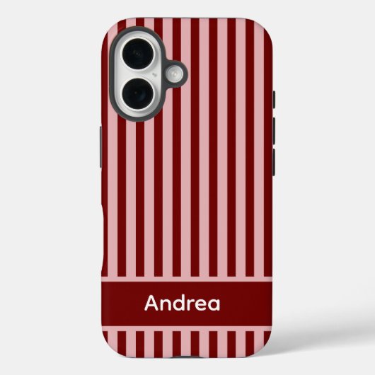 Personalized Pink and Red Stripe Case-Mate iPhone Hülle (Rückseite)