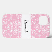Personalized Pink and White Damask Case-Mate iPhone Hülle (Rückseite (Horizontal))