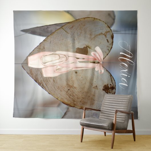 Personalized Pink Ballet Dance Studio Backdrop Wandteppich (Beispiel (Horizontal))