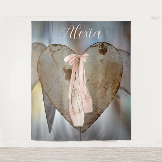 Personalized Pink Ballet Dance Studio Backdrop Wandteppich (Vorderseite)