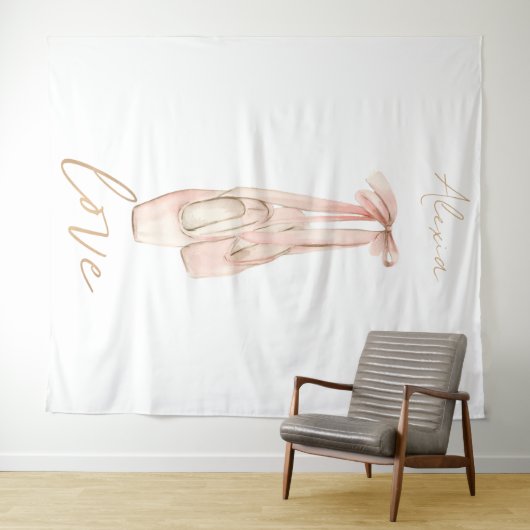 Personalized Pink Ballet Dance Studio Backdrop Wandteppich (Beispiel (Horizontal))