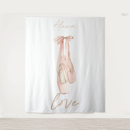 Personalized Pink Ballet Dance Studio Backdrop Wandteppich (Vorderseite)
