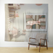 Personalized Pink Ballet Dance Studio Backdrop Wandteppich (Beispiel (Horizontal))