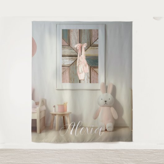 Personalized Pink Ballet Dance Studio Backdrop Wandteppich (Vorderseite)