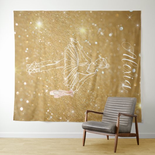 Personalized Pink Ballet Dance Studio Backdrop Wandteppich (Beispiel (Horizontal))