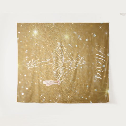 Personalized Pink Ballet Dance Studio Backdrop Wandteppich (Vorderseite (Horizontal))