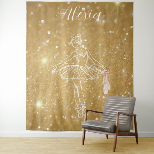 Personalized Pink Ballet Dance Studio Backdrop Wandteppich (Beispiel)