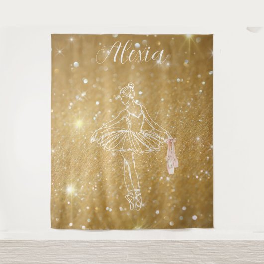 Personalized Pink Ballet Dance Studio Backdrop Wandteppich (Vorderseite)