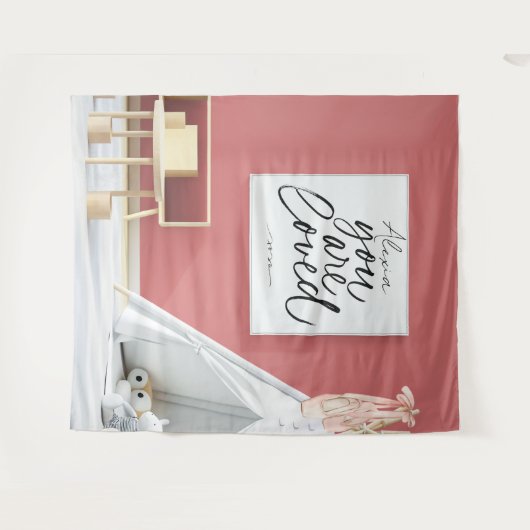 Personalized Pink Ballet Dance Studio Backdrop Wandteppich (Vorderseite (Horizontal))