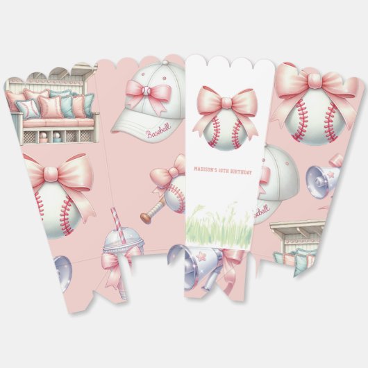 Personalized Pink Baseball Popcorn Geschenkschachtel (Ungeklappt)