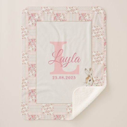 Personalized Pink Beatrix Potter Sherpa Blanket Sherpadecke (Vorderseite)