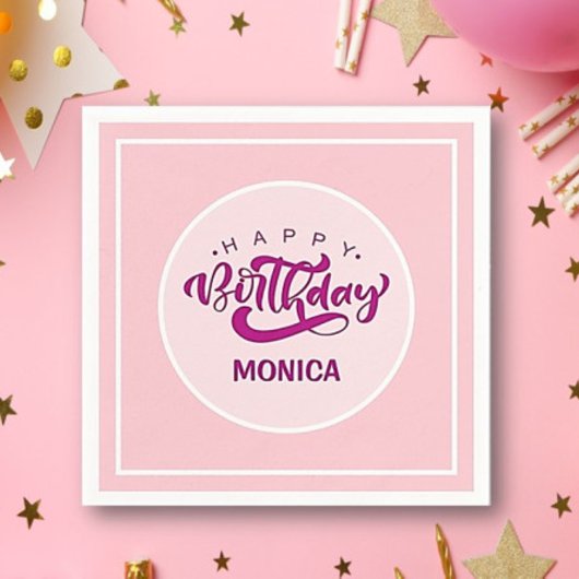 Personalized Pink Birthday Party Serviette