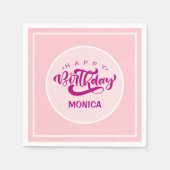 Personalized Pink Birthday Party Serviette (Vorderseite)