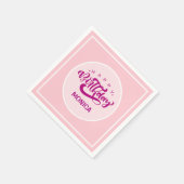 Personalized Pink Birthday Party Serviette (Ecke)