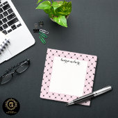 Personalized Pink & Black Bow Script Post-it Klebezettel