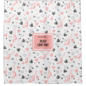 Personalized Pink Black Hearts Romantic Valentine  Duschvorhang (Vorderseite)