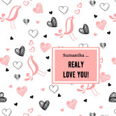 Personalized Pink Black Hearts Romantic Valentine  Duschvorhang