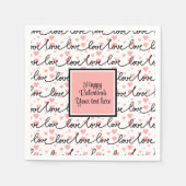 Personalized Pink Black Hearts Sketch Valentine  Serviette (Vorderseite)