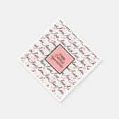 Personalized Pink Black Hearts Sketch Valentine  Serviette (Ecke)