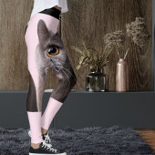 Personalized  Pink Black Striped Crazy Cat Lady Leggings