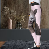 Personalized  Pink Black Striped Crazy Cat Lady Leggings