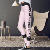 Personalized  Pink Black Striped Pet Lover Cat Mom Leggings