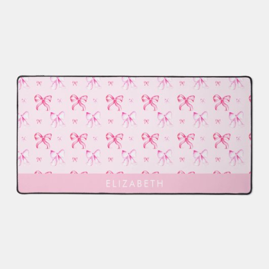 Personalized Pink Bow Coquette Cute Name Office Schreibtischunterlage (Vorderseite)