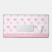 Personalized Pink Bow Coquette Cute Name Office Schreibtischunterlage (Tastatur & Maus)