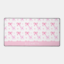 Personalized Pink Bow Coquette Cute Name Office Schreibtischunterlage