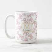 Personalized Pink Bow Girl Cute Gold Monogram Name Kaffeetasse (Links)