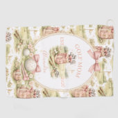 Personalized Pink Bow Golf Mom Gift Golfhandtuch (Horizontal)