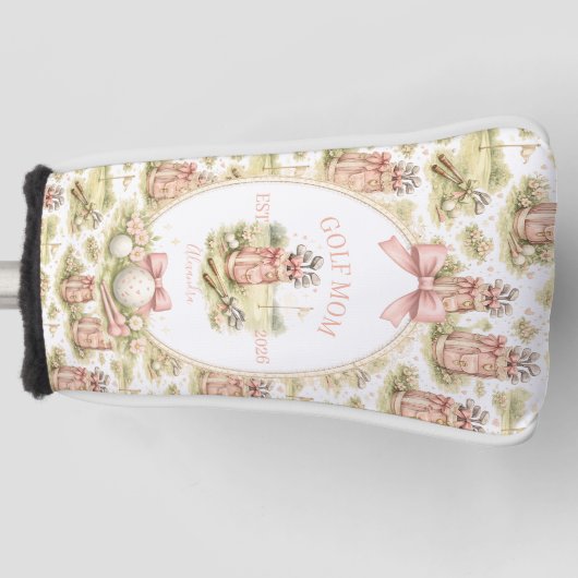 Personalized Pink Bow Golf Mom Gift Headcover (Vorderseite)